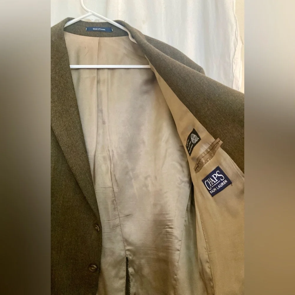Chaps by Ralph Lauren Brown Blazer Sports Jacket 100% Lambswool Size 46R